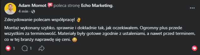 Rekomendacja Adama Momota: montaż szybko, sprawnie i przed terminem